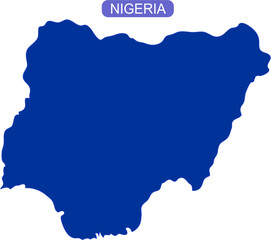 Vector map of Nigeria in solid blue color