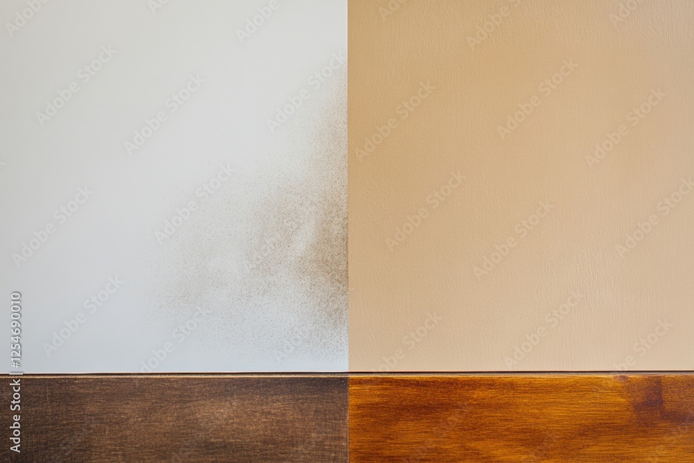 Poster comparison of dusty and clean furniture surfaces highlighting the impact of cleanliness on appearanc