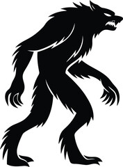 Angry werewolf silhouette vector illustration, werewolf isolated vector icon design