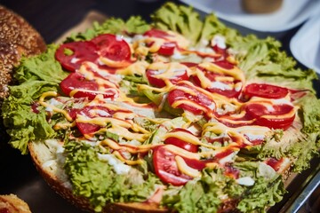 Sliced vegetables from various vegetables with sauce