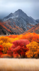 Naklejka premium Autumn Mountain Landscape Illustration