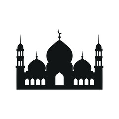 Silhouette of a mosque, perfect for representing Islamic architecture. Mosque icon vector illustration, isolated on a white background