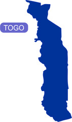 Vector map of Togo in solid blue color