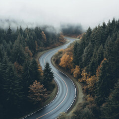 View of the winding road of Tianmen Mountain National Park