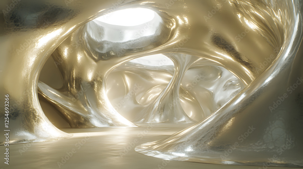 Poster Close up of a metal sculpture with light shining through creating a glowing effect and abstract patterns