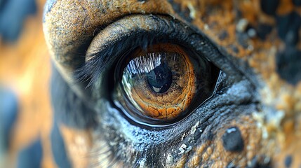 Close-up of a vibrant reptile eye showcasing intricate patterns and reflections in nature