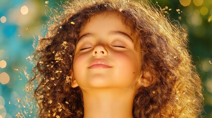 Child's Summer Bliss: Breathing Fresh Air, Praising Faith, and Basking in Freedom while Resting in Nature's Embrace