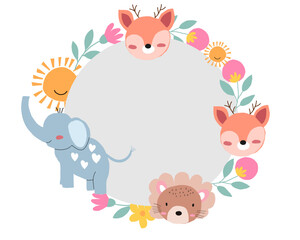 Cute Hand Drawn Animal Wreath