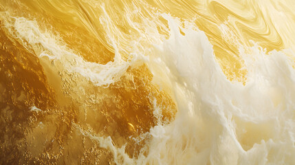 Obraz premium Close up of a wave crashing on a sandy beach with soft peach colors in the background