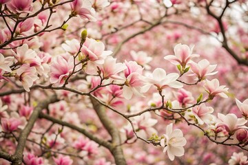branches filled with blooming cherry blossoms apple blossoms magnolia flowers evoking the beauty and renewal of springtim