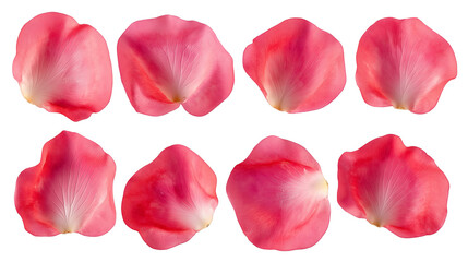 Fototapeta premium rose petals isolated on transparent white background, clipping path