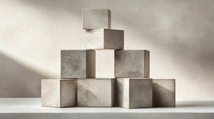 Stacked Cubes, Studio Setting, Light, Minimalist Product Display