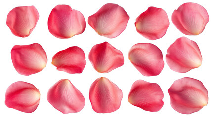 Fototapeta premium rose petals isolated on transparent white background, clipping path