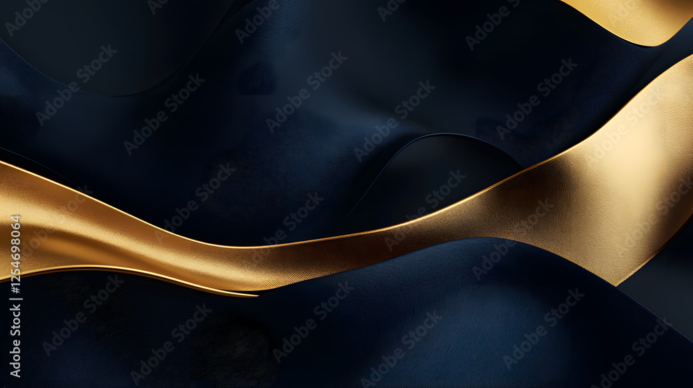 Poster black and gold wavy pattern background with floral elements for elegant design use