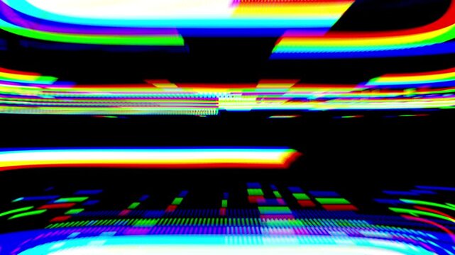 Futuristic glitch transition with chromatic distortion and fast block motion for high-tech visuals and digital video editing