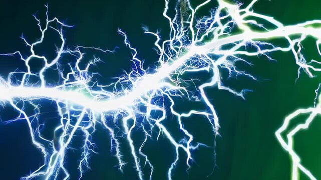 Dramatic nighttime nature photography capturing multiple forked lightning bolts against ominous storm clouds. 