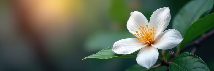 Fototapeta premium A single jasmine flower, artistically rendered with fine lines , floral, design