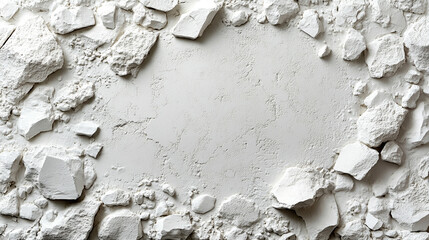 A wide top shot of white little gravel texture in modern bright tones, creating a blurred, empty space on the side. Symbolizes simplicity, calmness, and openness amidst chaos, offering visual clarity.