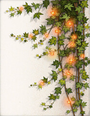 Vibrant vines with glowing flowers on a textured background