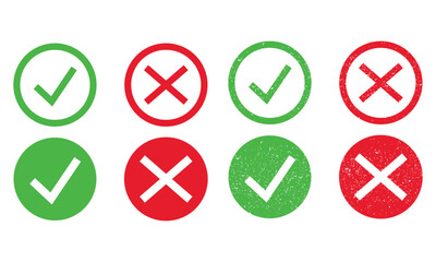 False and true symbol vector stamps. Vector icons for test or quiz template