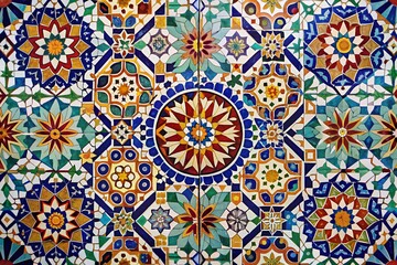 Moroccan inspired tile patterns with intricate geometric designs and vibrant colors add a touch of exotic elegance to designs