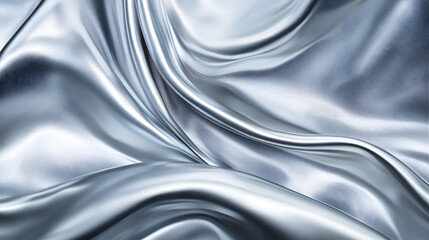 Silver silk fabric background with delicate tulip flowers creating a serene and elegant atmosphere for design purposes