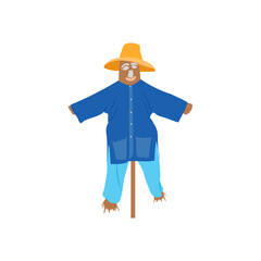 Scarecrow, Farming Flat Vector Illustration