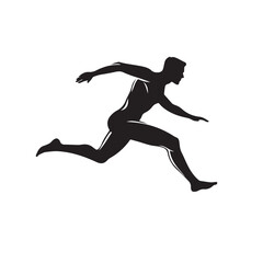 Silhouette of a Man Long Jumping - Vector Illustration