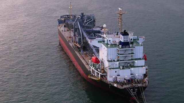 Cement Carrier Ferry, Jui Ho, out at sea during evening