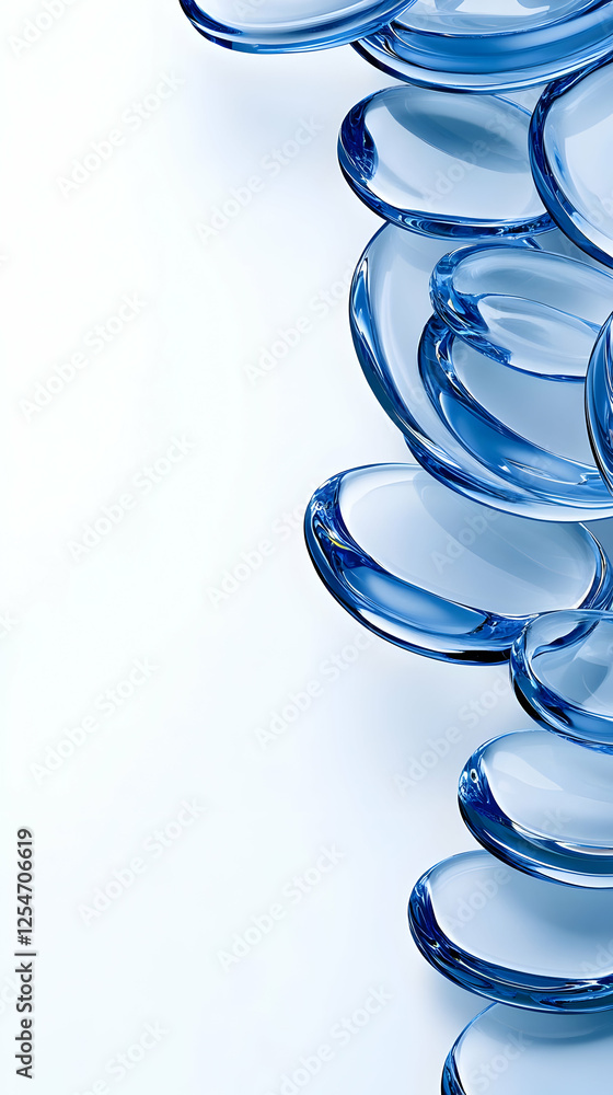 Wall mural Abstract 3D Blue Glass Pebbles Background