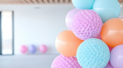 Obraz premium Pastel Balloons, Party Decor, Interior, Celebration