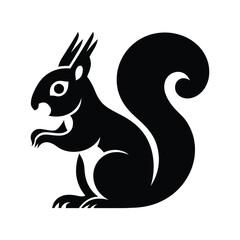 Black Silhouette Squirrel Vector Logo – Stylized Wildlife Icon