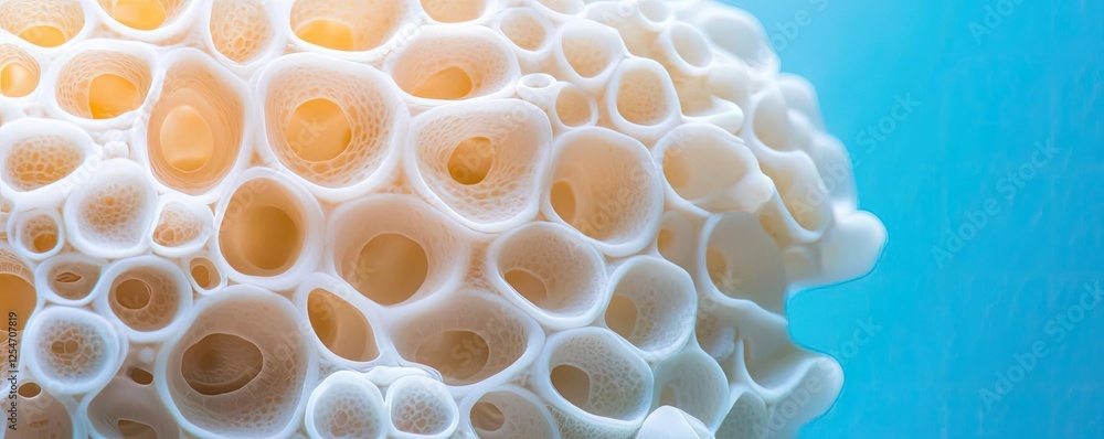 Poster marine environment microscopic idea. close-up view of coral structure showcasing intricate patterns 