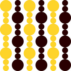 yellow and black background with white polka dots pattern, block checkerboard design for fabric printing as repeat pattern, yellow circle strip vertical line