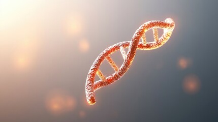 Glowing DNA Helix in Soft Light with Abstract Background Representing Genetic Science