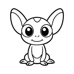 Cute Cartoon Alien Outline – Adorable Space Creature Vector