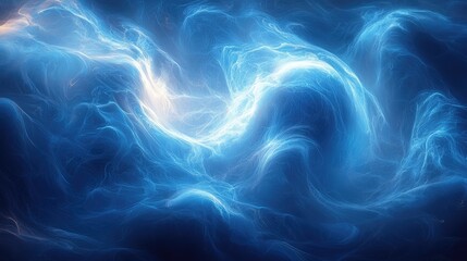 Obraz premium Ethereal blue abstract background resembling swirling cosmic energy and waves of light