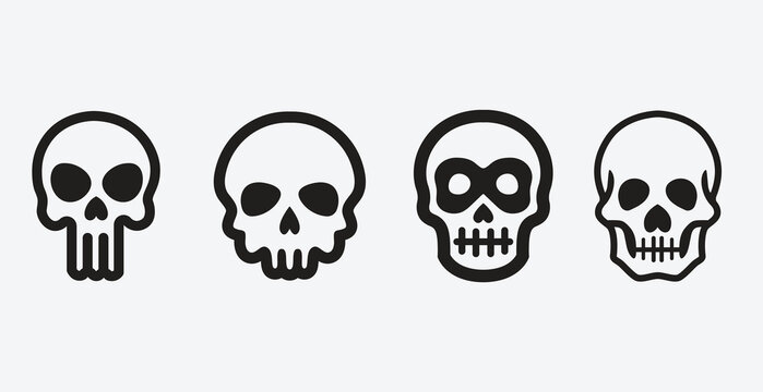 vector of a different versions of a skull minimal and simple
