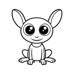 Cute Cartoon Alien Outline – Adorable Space Creature Vector