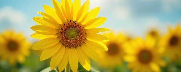 Obraz premium Close-up of sunflower, pollen, sharp focus, sunny day , botany, light