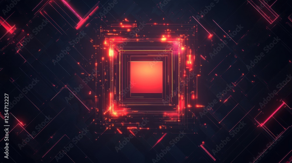 Aufkleber Visual representation of a microchip design featuring vibrant colors and intricate patterns in a digital environment. Generative AI