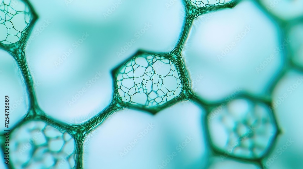 Poster ocean conservation microscopic concept. close-up of cellular structures showcasing intricate bubble 