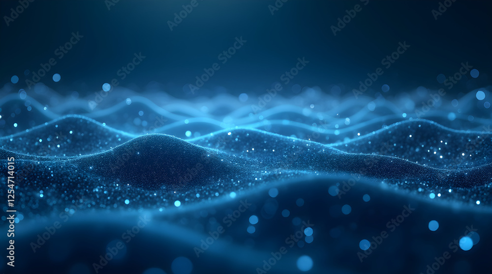 Aufkleber stunning premium futuristic dynamic blue digital waves with glowing particles surface background ill