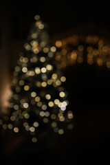 Blurred Christmas Tree Lights and Festive Holiday Bokeh Background