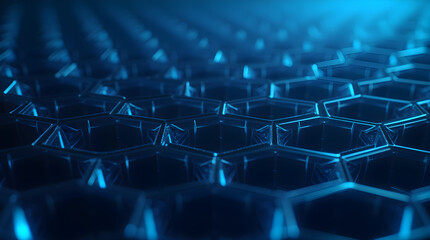 Abstract Blue Hexagon Pattern Background: Futuristic Technology Design with Geometric Honeycomb Structure and Modern Sci-Fi Aesthetic for Wallpaper or Graphic Design