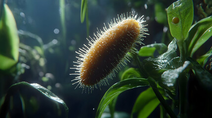 Fototapeta premium Microscopic organism, jungle foliage, science research