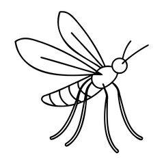 Minimalist Mosquito Line Art Vector Simple Outline Illustration on Transparent Background