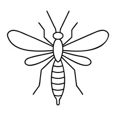 High-Quality Mosquito Line Drawing Vector Outline Isolated on Transparent Background