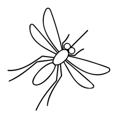 High-Quality Mosquito Line Drawing Vector Outline Isolated on Transparent Background