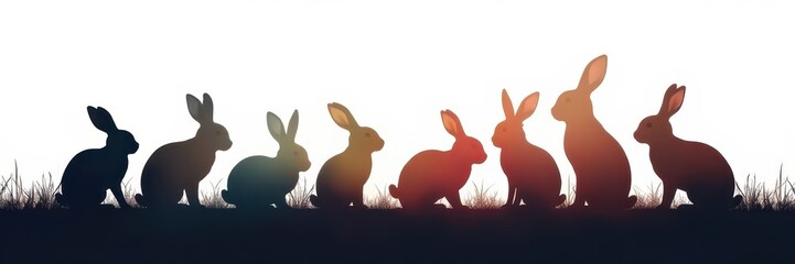 Fototapeta premium Thousands of layered rabbit silhouettes, dark on white , silhouette, woodland